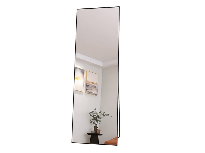 Miroir sur pied 162x53 cm,grand miroir mural moderne pour salon et chambre ,cadre en aluminium,verre trempé hd,rectangulaire,noir - Conforama A