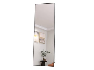 Miroir sur pied 162x53 cm,grand miroir mural moderne pour salon et chambre ,cadre en aluminium,verre trempé hd,rectangulaire,noir