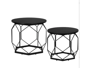 Lot de 2 tables basses rondes, plateaux amovibles, design moderne pour salon