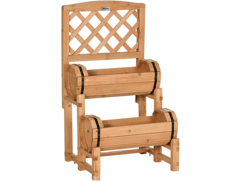  Jardinière surélevée rustique avec treillis 45x45x80 cm – jaune – 2 bacs de plantation pratiques  - Conforama A