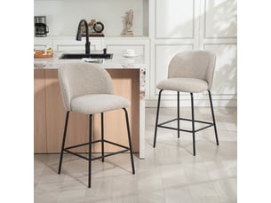 Lot de 2 tabourets de bar, chaises de bar, repose-pieds et dossier, tissu effet lin, hauteur d'assise 68cm, gris clair