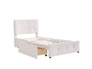 Lit avec rangement 90x200 cm REDOM coloris beige