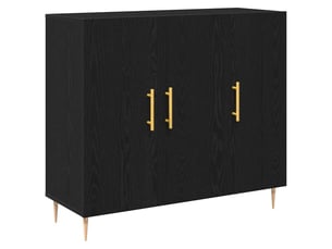 Buffet - bahut - meuble de rangement chêne noir 90 x 34 x 80 cm bois d'ingénierie