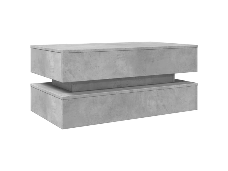 Table basse | table d'appoint salon avec lumières led gris béton 90x50x40 cm shl5580 - Conforama C