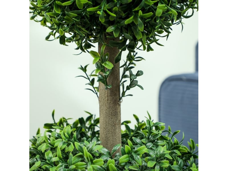 Lot de 2 buis artificiels 91,6 cm – vert – double boule avec pots décoratifs et protection uv – intérieur et extérieur - Conforama E