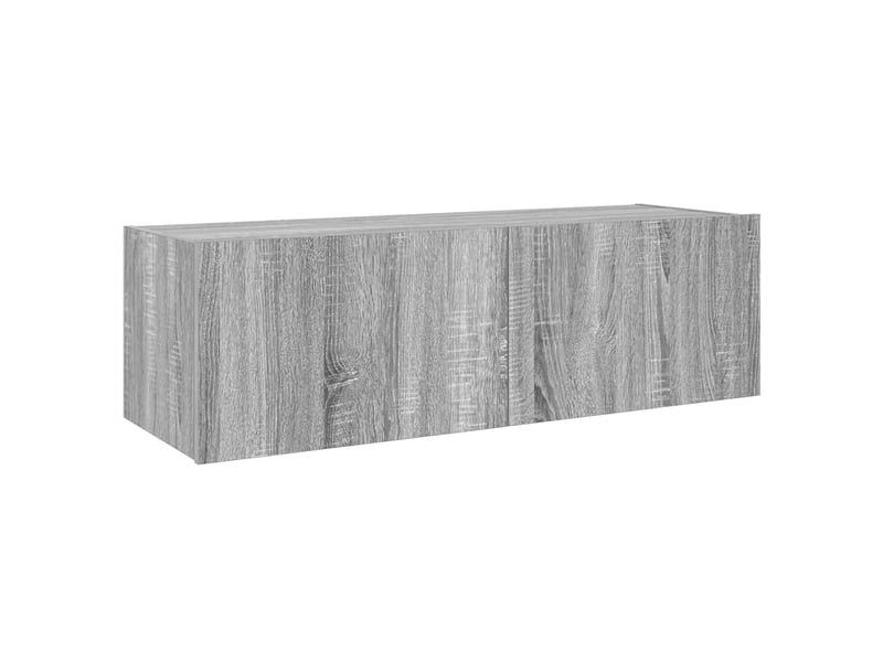 Meuble tv - banc tv - meuble de rangement mural avec lumières led sonoma gris 100x35x31 cm - Conforama C