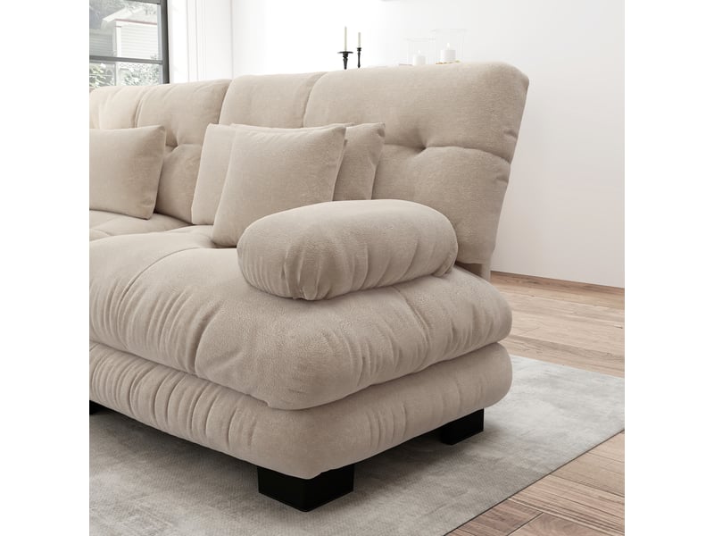  Canapé d’angle panoramique 4 places en tissu marron clair, 406 cm, modulable W3325S00049 - Conforama R