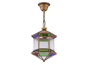 Lanterne suspension granadino hexagonale e27 bronze multicolore 21 cm