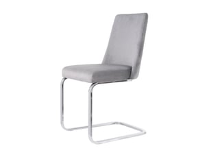 Chaise velours gris – lot de 6 – luxe pour salle à manger et salon – dos à motif diamant – pieds métal argenté