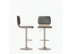Lot de 2 tabourets de bar pivotants à 360 degrés réglables en hauteur avec dossier et repose-pieds en tissu gris