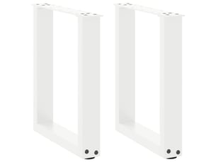 Lot de 2 pieds de table basse en u avec niveleurs réglables 28 x 42 cm design moderne en acier blanc 02_0057389