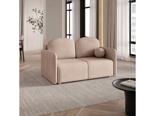 Canapé droit convertible <strong>MASSENO</strong> <strong></strong> 2 places Tissu beige avec coffre de rangement