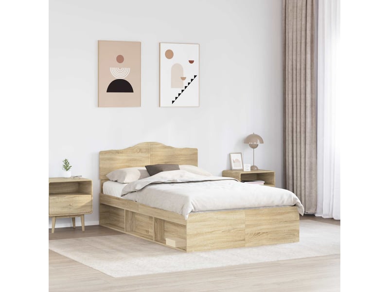  Lit double- lit adulte -  cadre de lit sonoma 120 x 190 cm bois de pin massif  - Conforama B