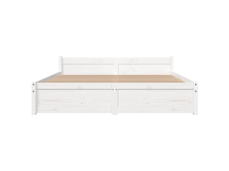  Lit double- lit adulte -  cadre de lit sans matelas blanc bois massif 140x200 cm  - Conforama C