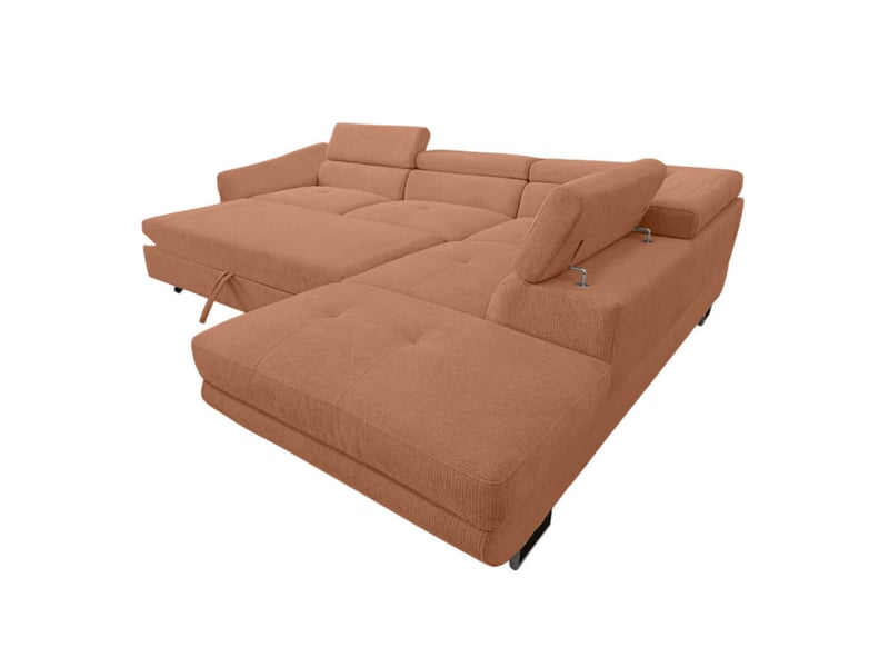  Canapé d'angle cassiope convertible avec coffre en tissu - terracotta - angle droit CASSIOPE - Conforama E