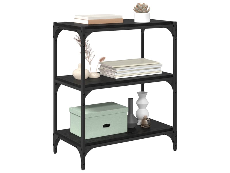 Bibliothèque, meuble de rangement salon chêne noir 60 x 33 x 70,5 cm  - Conforama C