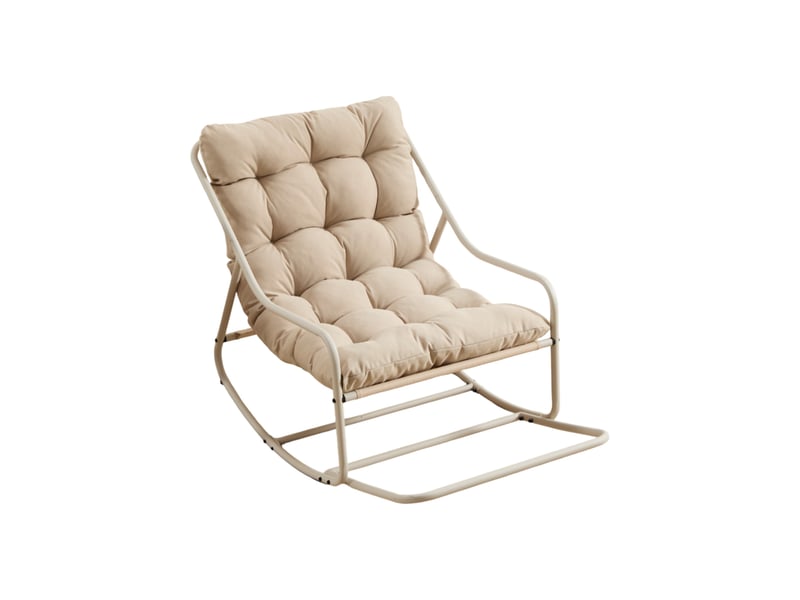 Fauteuil à bascule extérieur,75x116x82 cm,avec coussin épais,acier,beige - Conforama A