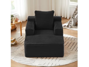 Méridienne 81x117x50 cm – noir – velours côtelé, sans montage, 1 place pour salon et bureau