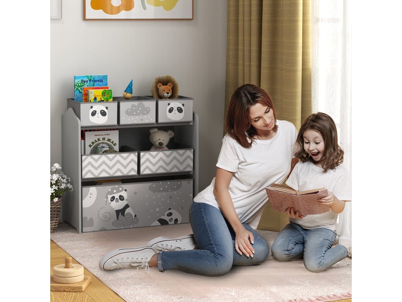  Meuble rangement enfant rangement jouet enfant 6 boîtes amovibles en tissu non tissé 63 x 30 x 66 cm gris  - Conforama C