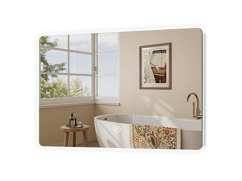  Emke miroir led salle de bain rétroéclairé 60 x 100 cm, interrupteur tactile, intensité réglable, fonction mémoire, blanc froid  - Conforama A