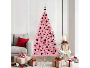 Sapin de noël, arbre de noël artificiel pré-éclairé rose 180 cm pvc cf61370