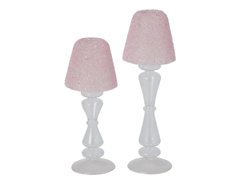  Photophore lampe en verre silje 26cm rose  - Conforama C
