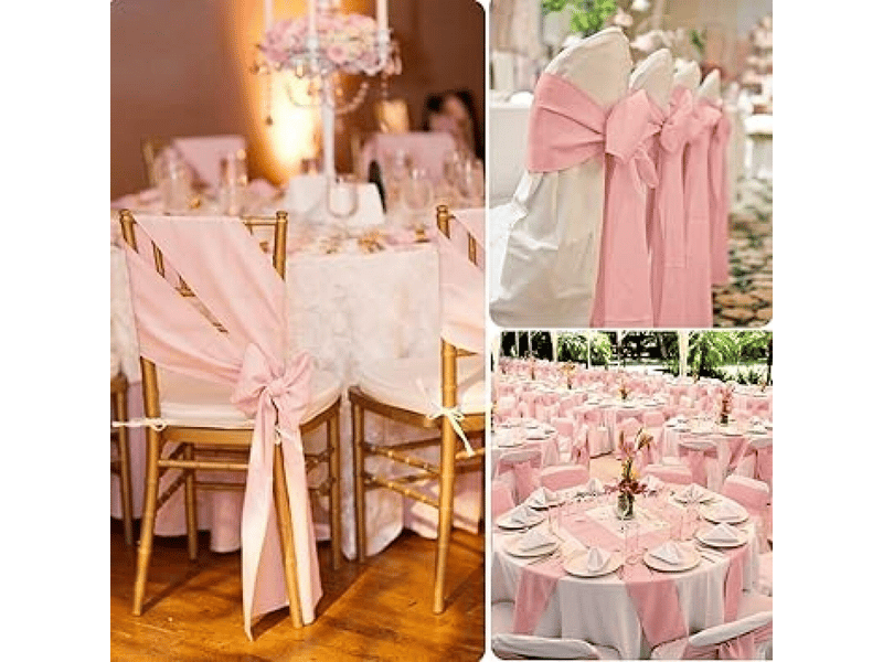  Lot de 2 housse de chaise - or rose lot de 2 housses de chaise en satin, adaptées aux chaises de banquet de mariage ; housses de chaise décoratives en satin avec nœud, adaptée XLH-ZLS-009282ZLS - Conforama E
