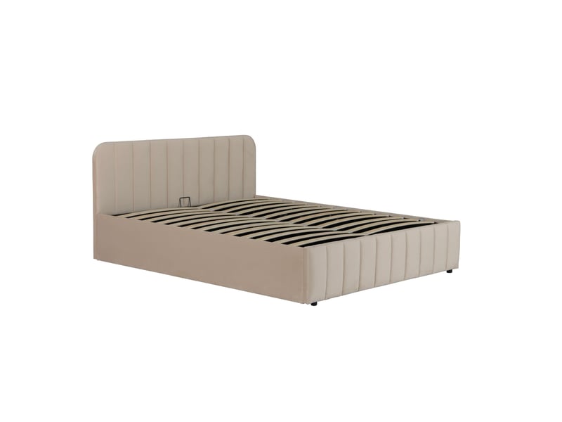Lit coffre 160x200 velours écru avec tête de lit terre de nuit - Conforama A