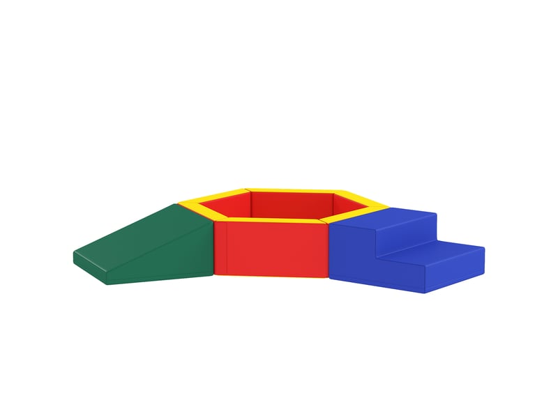 Parcours motricité bébé en mousse epe avec piscine à balles, module motricité bébé avec housse en pu, multicolore - Conforama A