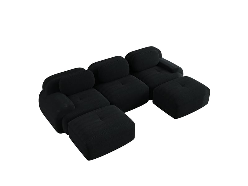  Canapé modulable, canapé de salon, en velours tricoté, noir, livré monté, sans structure, pour salon, bureau, chambre  - Conforama E
