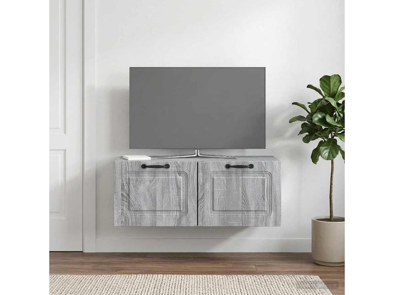  Meuble tv - banc tv - meuble de rangement mural sonoma gris 78,5 x 41 x 30 cm bois d'ingénierie  - Conforama B