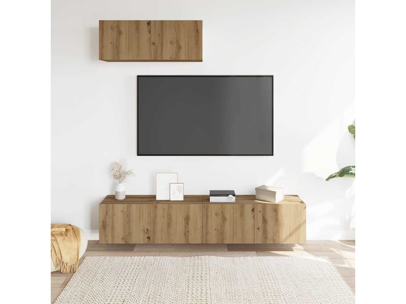  Ensemble de meuble tv - banc tv - meuble de rangement mural 3 pcs chêne artisanal  - Conforama C