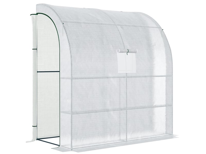  Serre de jardin adossée 200 x 100 x 215 cm – blanche – portes et fenêtres enroulables avec protection uv  - Conforama A