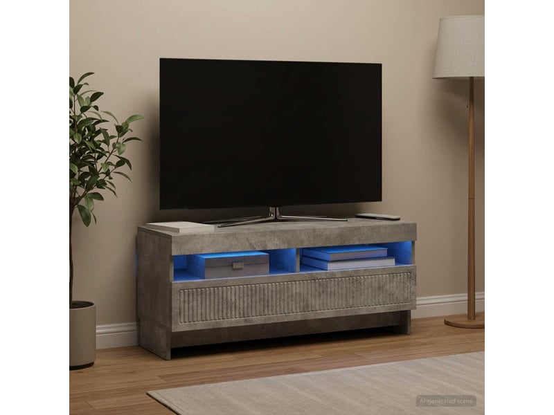 Meuble tv - banc tv - meuble de rangement led gris béton bois d'ingénierie - Conforama B