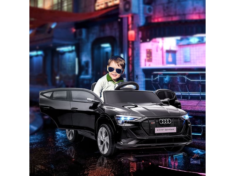  Voiture électrique audi e-tron sportback sous licence, 12 v, 5 kmh, télécommande 2,4g, phares led, musique, usb mp3  - Conforama C