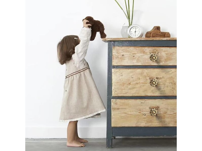  Paire de poignées de meuble en laiton vintage à motif floral, poignées anciennes noir et doré pour tiroirs  - Conforama B