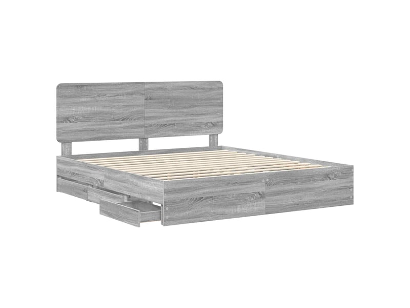  Lit double- lit adulte -  cadre de lit gris sonoma 180 x 200 cm bois ingénierie  - Conforama D