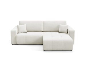 Canapé d'angle réversible convertible 4 places Tissu beige avec coffre de rangement