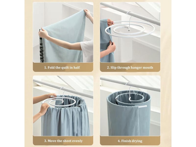 Lot de 2 cintres ronds en spirale pour draps, peu encombrants, pour couverture, en fer amovible, épais, pour drap de lit - Conforama B