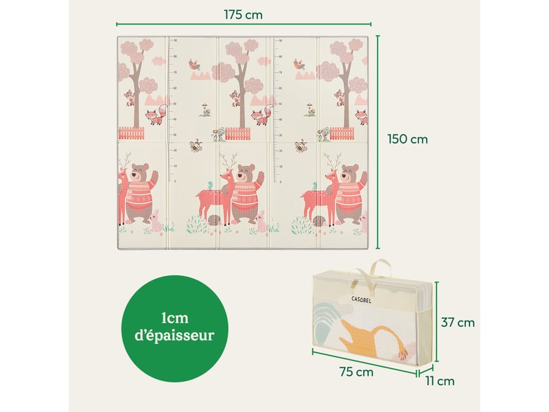  Casabel tapis d'éveil bébé évolutif 180x150cm, tapis bébé pliable et imperméable avec motifs forêt  - Conforama R