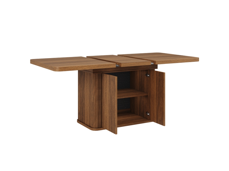  Table extensible effet bois foncé avec rangement, 140 à 180 cm Fay Lum - Conforama E