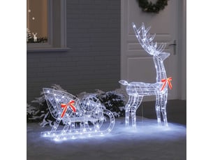 Traîneau tiré par un renne blanc froid 70 x 24 x 128 cm cf62111