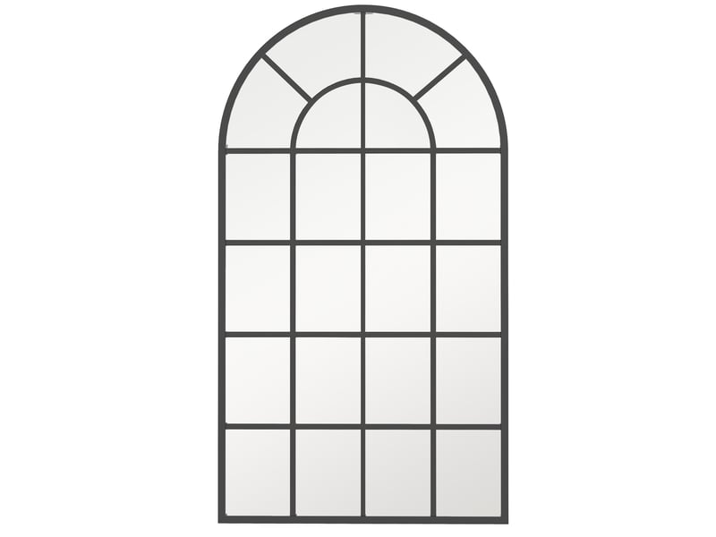  Miroir simple mural arqué à cadre en aluminium avec film anti-éclats pour entrée et chambre noir 62 × 110 cm  - Conforama A