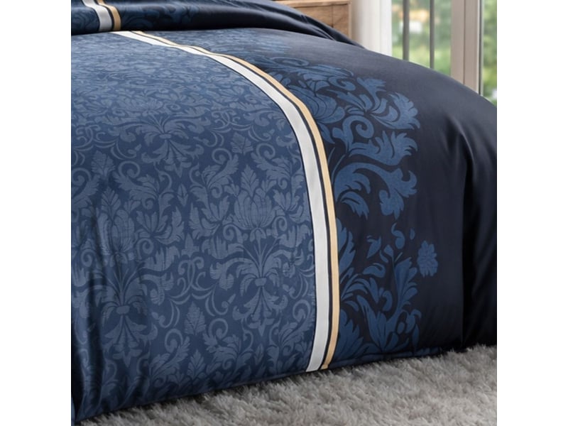  Parure housse de couette 260x240cm + 2 taies motif arabesques bleu 100% coton - florise FLORISE - Conforama D