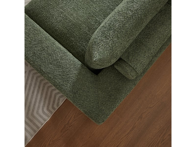Fauteuil modulable vert en chenille avec rangement intégré et méridienne réversible pour salon contemporain - Conforama E