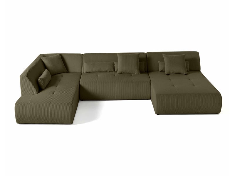  Onyx - canapé panoramique modulable d'angle gauche 7 places - en velours côtelé - lisa design - vert ONYX - Conforama A