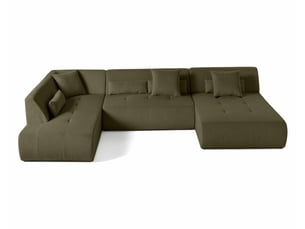 Canapé d'angle gauche fixe LISA DESIGN ONYX 7 places Velours vert