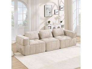 Canapé modulable, canapé 3 places, en tissu, beige, pour salon, mobilier pour espace de vie, adapté à l'espace de vie