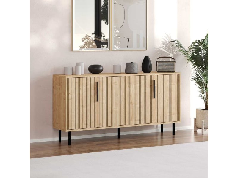  Buffet 4 portes en aggloméré clara chêne  - Conforama B
