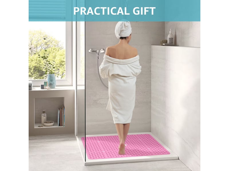  Tapis de douche en tpe à ventouses - 27 x 27 pouces - rose  - Conforama E